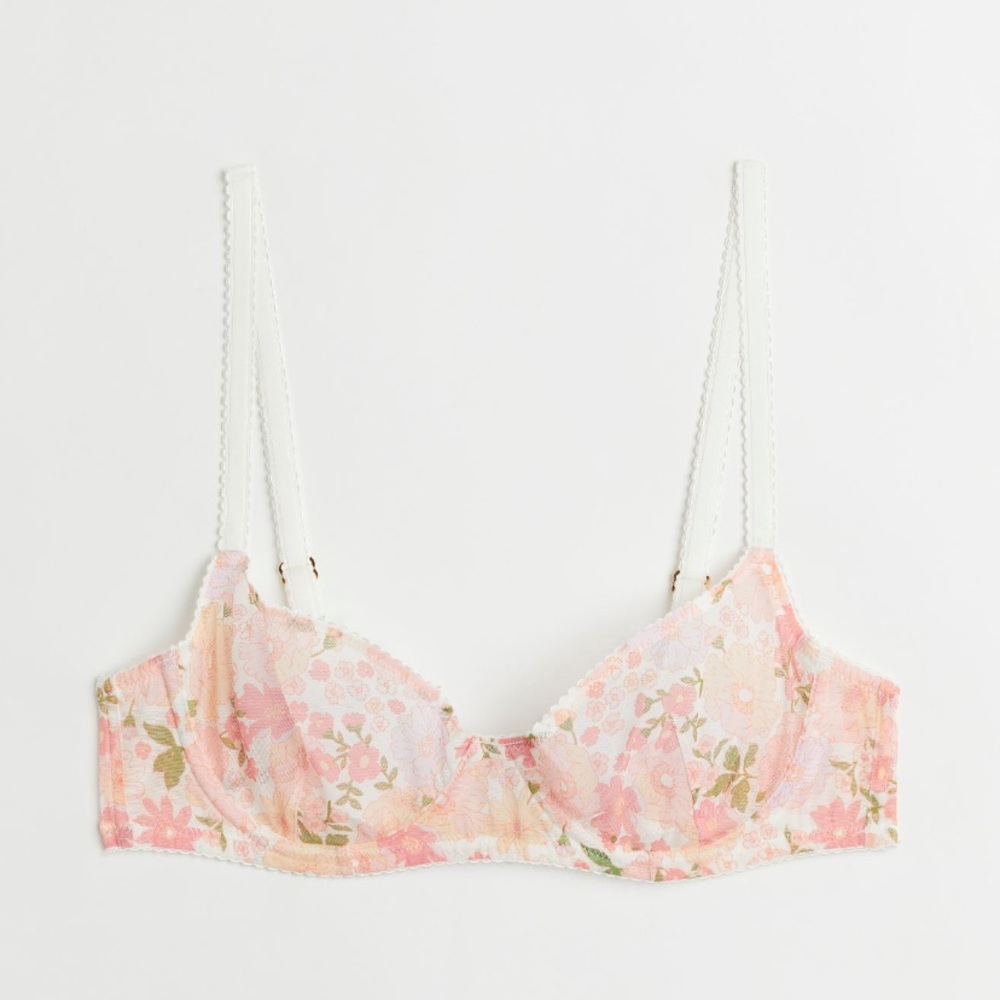Floral mesh bra